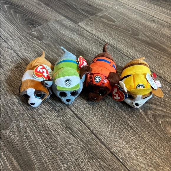 Ty Paw Patrol Plush Set Of 4 Rubble Rocky Zuma Beanie Babies Kids Toy Collection - Picture 1 of 6